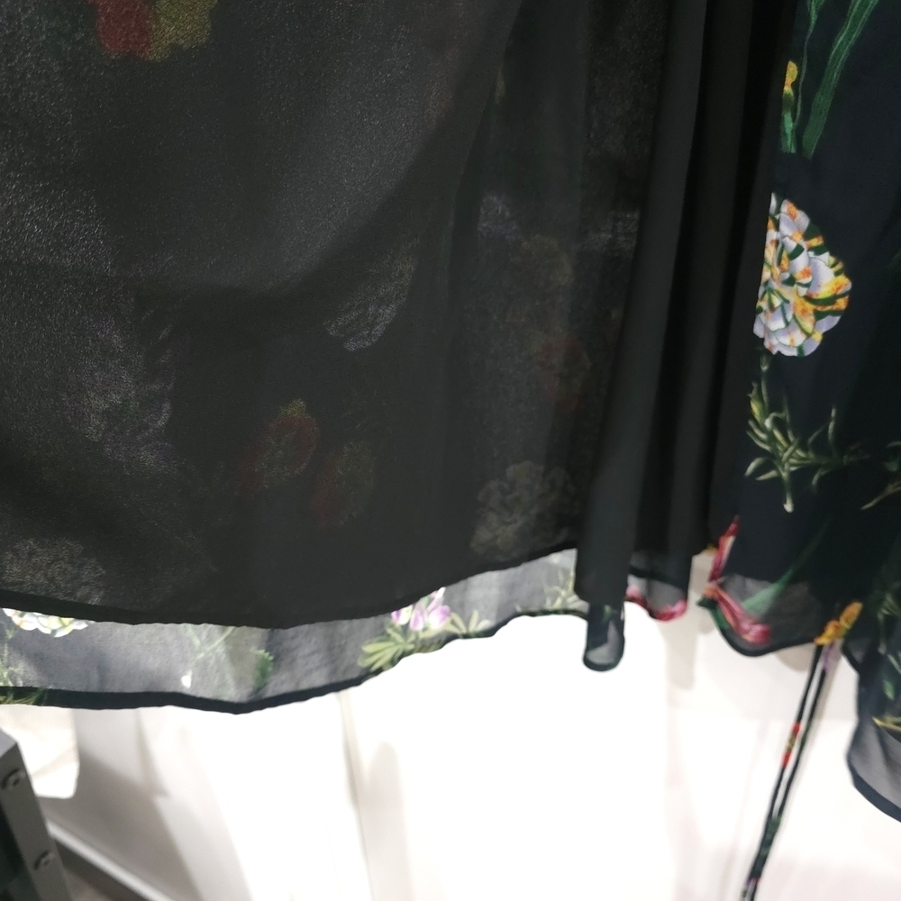 ZARA Black With Colorful Florals True Wrap Dress, Lightweight, Size Medium - Picture 13 of 16